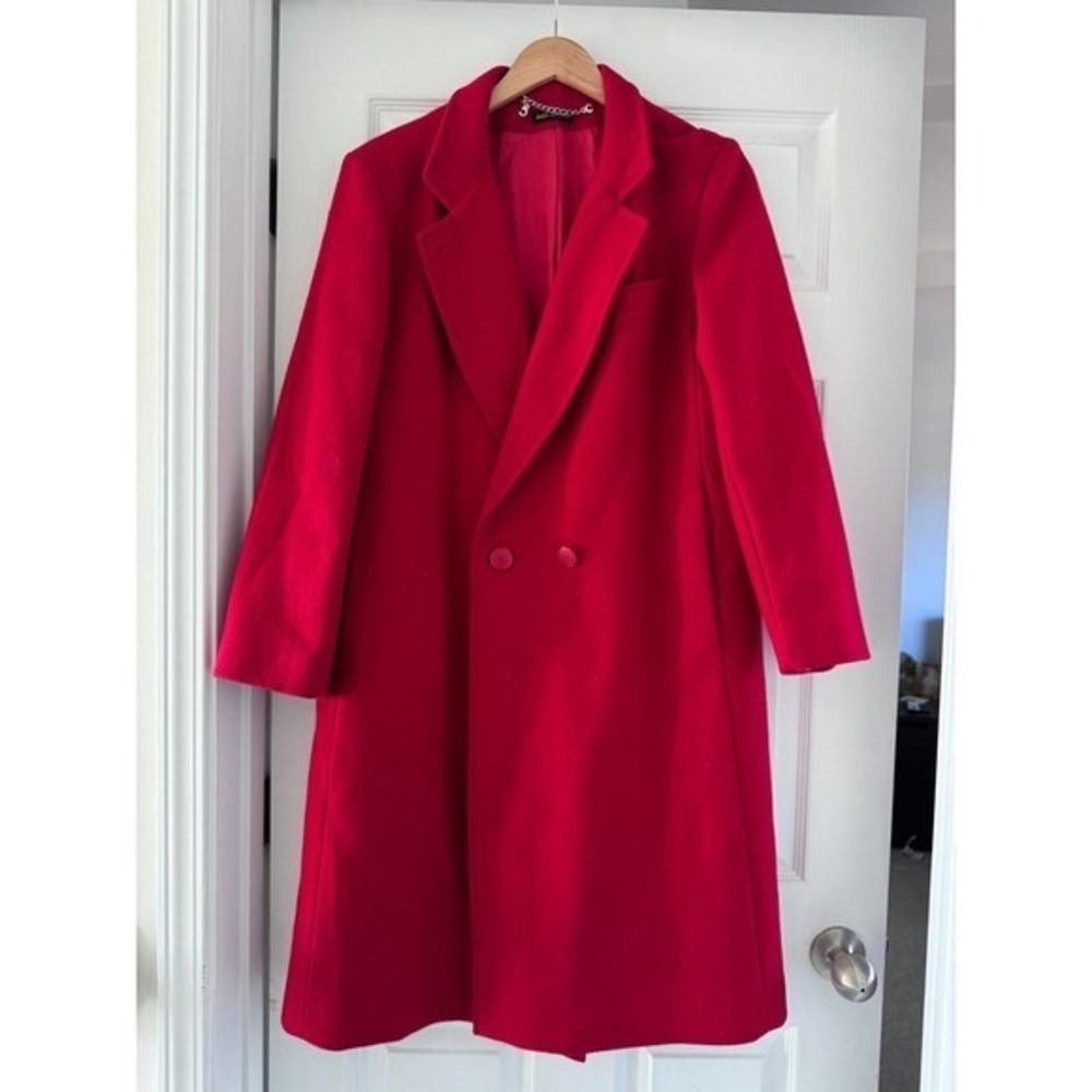 Wool Vintage Red Long Peacoat‎ Womens